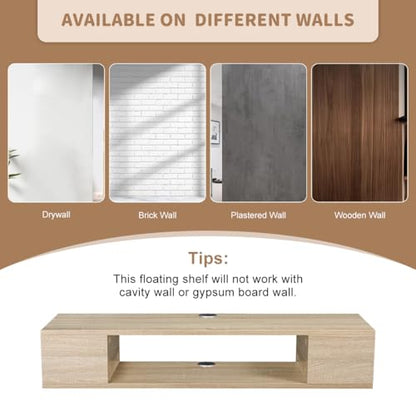 GHC Floating TV Stand, Wall Mounted Entertainment Center and Cabinet Shelf, TV Console with Storage for TVs up to 55", Under TV Shelf for Living Room (Natural Oak) - color: Natural Oak