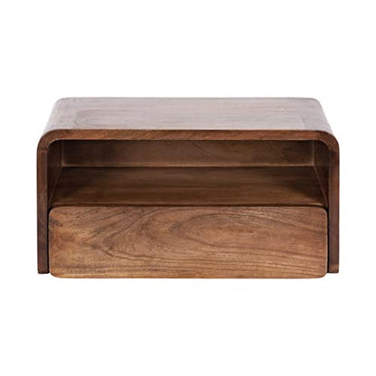 Kate and Laurel Kato Modern Wood Floating Side Table with Drawer, 18 x 10 x 9, Walnut Brown, Contemporary Wooden Floating Nightstand for Bedroom Bedside Table - color: Walnut Brown