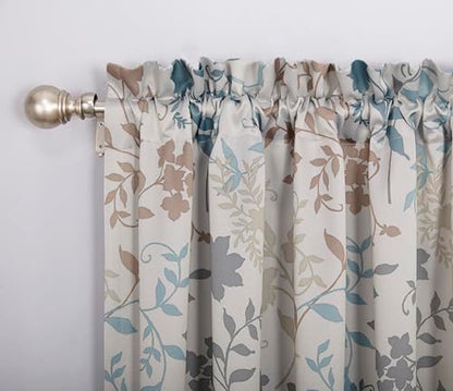 Sun Zero Kara Floral Print Energy Efficient Rod Pocket Curtain Panel, 54" x 63", Stone - color: Stone, size: 54"W x 63"L (Pack of 1)