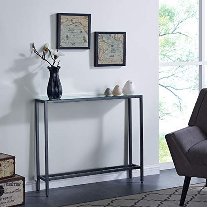 SEI FURNITURE Darrin Narrow console table, Gray - color: Gunmetal Gray