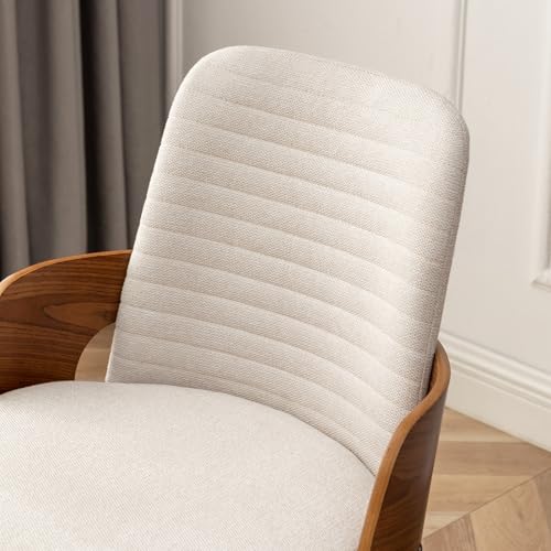 Dining Room Chairs,Mid Century Modern Kitchen Chairs,Upholstered Beige Fabric Accent Chairs,Metal Legs Wooden Desk Chairs Armless and No Wheels for Kitchen Dining Living Room,1PCS - color: Beige Fabric, size: 1PCS