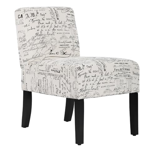 Dopinmin Armless Slipper Chair Accent Chairs, Fabric Mid Century Modern Parsons Chairs, Upholstered Dining Chairs for for Reading Bedroom Dining Room, White - color: White