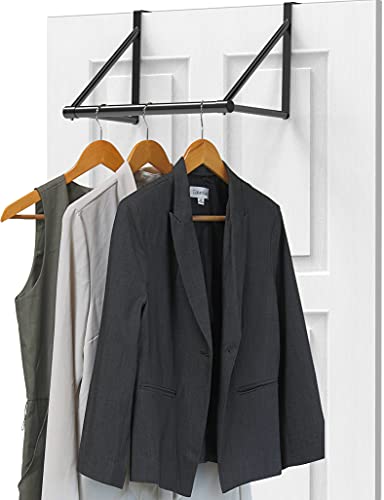 Simple Houseware Over The Door Clothes Hanging Rod, Black - color: Black