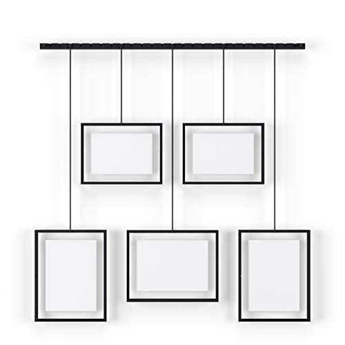 Umbra Exhibit Picture Frame Set, Adjustable Wall Mount, Set of 5, Black | Steel construction, customizable layout, damage-free hanging, fits 4x6 and 5x7 photos, includes mounting hardware - color: Black, size: Set of 5, style: 5-Opening