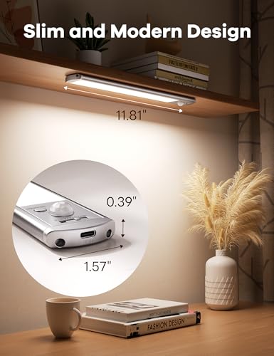 Joyzy 3 Pack Motion Sensor Cabinet Light Closet Lighting Led Rechargeable | Magnetic Dimmable Wireless Stove Sink Lights - size: 3 pack-11.8"