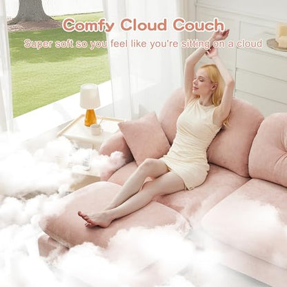 Modular Loveseat Sofa Mini Couch with Premium Chenille Fabric and Tufted Pleated Backrest Flexible Small Couch for Bedroom and Living Room Ergonomic 2-Seater Sofa for Adults and Compact Spaces (Pink) | Sturdy & Durable - color: Pink
