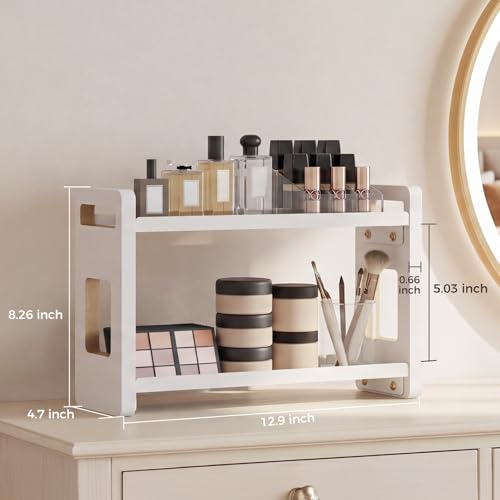 Bathroom Counter Organizer, Vanity Organizer, Perfume Organizer | Bathroom Organizers and Storage, Bathroom Sink Shelf, Countertop Organizer, Makeup Organizer, Cologne Stand - color: White 2 Tier