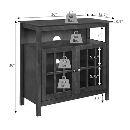 Convenience Concepts Big Sur Highboy TV Stand 36" - Modern Entertainment Center For TVs up to 40", Storage Cabinet for Dining, Living Room, & Entryway, Console Hall Table with Shelves, Espresso - color: Espresso