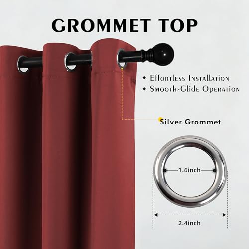4-Panel-Curtain Room Darkening, 84 Inch Length for Bedroom Living Room, Insulated Thermal Grommet Curtain Drapes, Blackout(70-90%,Not 100%) Window Treatment Decor, Pack of 4, 52x84, Burgundy Red - color: Burgundy Red, size: 52"W x 84"L (Pack of 4)