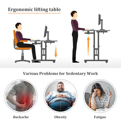 Enayplon Small Standing Desk with Wheels, Mobile Stand Up Desk, Portable Standing Table on Wheels for Walking Pad, Rolling Computer Desk Adjustable Height, Tall Table - color: Black
