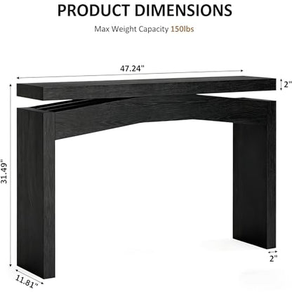 Celaform Console Table for Entryway, 47.2 Inch Long Sofa Table Behind Couch, Farmhouse Wood Style Accent Foyer Entrance Tables for Living Room, Hallway, Easy Assembly (Black) - color: Black