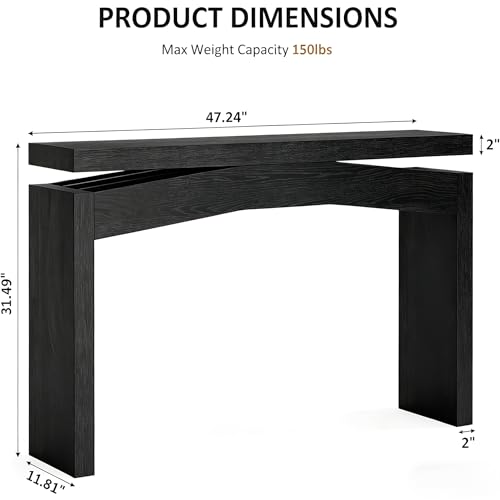 Celaform Console Table for Entryway, 47.2 Inch Long Sofa Table Behind Couch, Farmhouse Wood Style Accent Foyer Entrance Tables for Living Room, Hallway, Easy Assembly (Black) - color: Black
