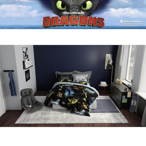 How to Train Your Dragon Kids Bedding Super Soft & Cozy Reversible Microfiber Comforter and Sheet Set with Sham, 5 Piece Twin Size, (Officially Licensed Product) By Franco - color: How to Train Your Dragon, size: Twin