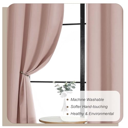 Blush Pink Room Darkening Curtains 120 Inches Long 2 Panels, Soft Thermal Insulated Extra Long Rod Pocket Window Treatments for Big Windows Patio Living Room, 50" W x 120" L - color: Blush Pink, size: 50"W x 120"L (Pack of 2)