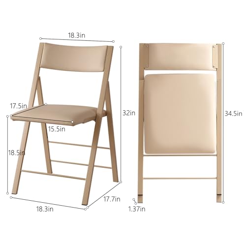 Folding Chairs 2 Pack, 450Lbs Steel Frame Foldable Dining Chairs, Wood | 1.37" Folded, Waterproof Rustproof Indoor Outdoor Padded Folding Chairs for Dining Room, Conference Rooms, Weddings, Events - color: Wood