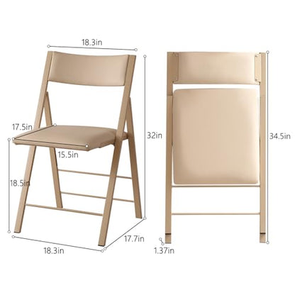 Folding Chairs 2 Pack, 450Lbs Steel Frame Foldable Dining Chairs, Wood | 1.37" Folded, Waterproof Rustproof Indoor Outdoor Padded Folding Chairs for Dining Room, Conference Rooms, Weddings, Events - color: Wood