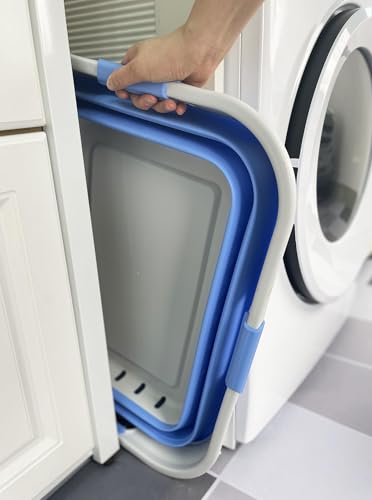 SAMMART 42L (11 gallon) Collapsible Plastic Laundry Basket - Foldable Pop Up Storage Container/Organizer - Portable Basket - Space Saving Hamper/Basket (2, Little Boy Blue+Quartz Pink) - color: Little Boy Blue+Quartz Pink