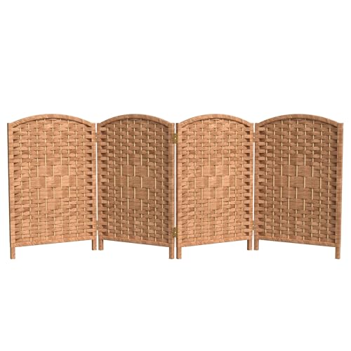 Red Lantern 2 ft. Short Diamond Weave Fiber Folding Screen - Natural - 4 Panel - color: Natural, size: 4 Panel