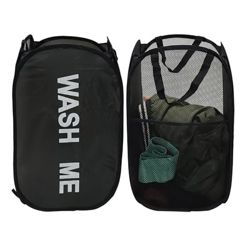 Collapsible Laundry Basket Foldable Laundry Hamper Pop Up Basket Dirty Clothes Hamper for College Dorm, Travel, Cruise, Hotel, Black - color: Black