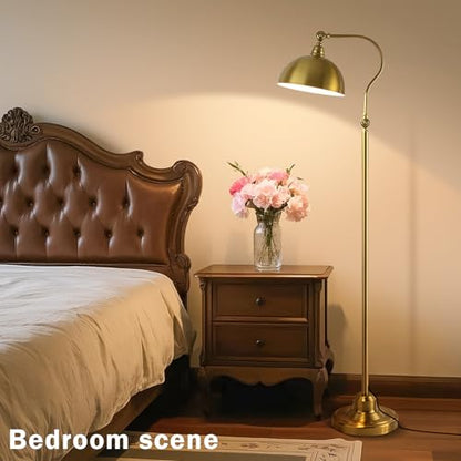 Bright Reading Floor Lamp with Remote and Bluetooth Dimming | Adjustable Brightness and Color temperature, Brass Gold Brushed Iron Lampshade, Standing Lamp for Living Room Bedroom Office - color: Gold Remote Dimming
