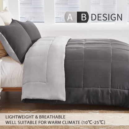 Exclusivo Mezcla Ultrasonic Reversible Full Queen Quilt Bedding Set and Lightweight Reversible Queen Comforter Set Bundle