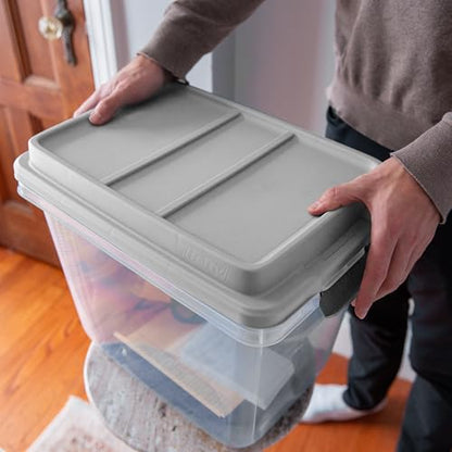 Hefty 32 Qt Hi-Rise Storage Bin with Lid, Stackable Plastic Storage Container, Organizer for Home, Garage & Closet, 6 Pack, Gray - size: 32 QT - 6 Pack