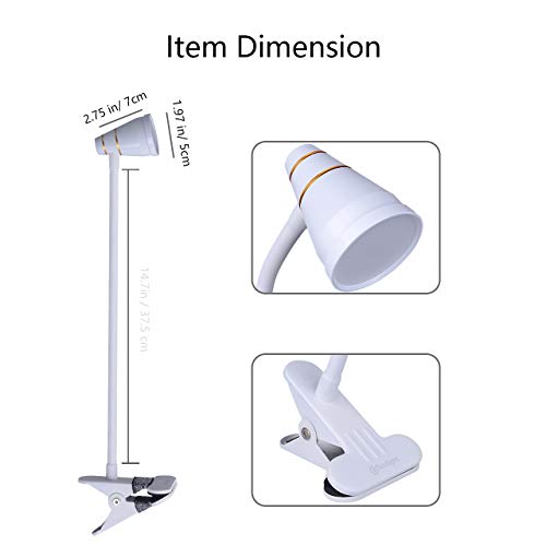 LED Clip Desk Lamp, Headboard Light with Strong Clamp, Bed Reading Light with 3000k-6500K Adjustable Color Temperature Options for Brighter Illumination (Milky White) - color: Milky White
