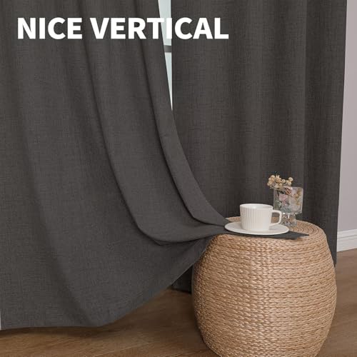 CUCRAF 100% Blackout Window Curtains 90 inches Long 2 Panels Set, Faux Linen Look Thermal Insulated Grommet Drapes, Room Darkening Curtain for Bedroom Living Room(W52 x L90 Inch, Grey) - color: Grey, size: 52"W x 90"L (Pack of 2)
