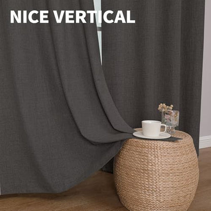 CUCRAF 100% Blackout Window Curtains 63 inches Long 2 Panels Set, Faux Linen Look Thermal Insulated Grommet Drapes, Room Darkening Curtain for Bedroom Living Room(W52 x L63 Inch, Grey) - color: Grey, size: 52"W x 63"L (Pack of 2)