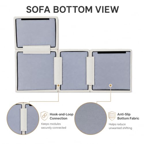 Cloud Couch Sectional for Living Room, Modular L Shaped Boneless Sofa with Chaise, Compressed No Assembly Couch, Deep Seat Chenille Upholstered Convertible Sofa Bed (White) - color: Warm White