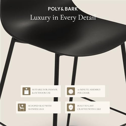 Poly & BARK Isla Bar Stools Set of 3 – Counter Height Bar Stool for Kitchen – Set of Counter Stools – Indoor/Outdoor Barstools – Modern Kitchen Bar Stools - Ebony Black - color: Ebony Black, style: Isla Counter Stool Set of 3