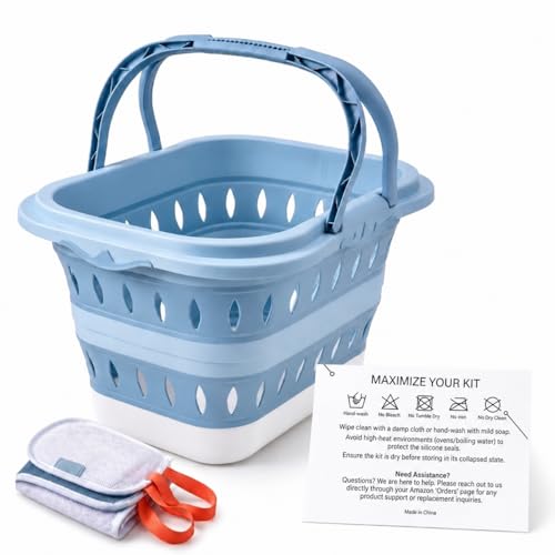 Livvora Collapsible Laundry Basket with Mesh Bag & Care Guide Card | Space-saving collapsible design with breathable construction to help keep laundry fresh and organized.