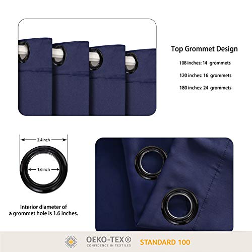 BONZER Room Divider Curtain Total Privacy Wall Screen Partitions | Wide Thermal Insulated Blackout Curtains for Bedroom Slide Window, 84L x 108W Inch (7L x 9W ft), 1 Panel, Navy - color: Navy, size: 108"W x 84"L (Pack of 1)