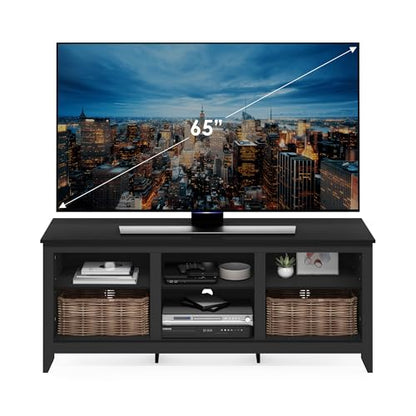 Furinno Jensen TV Stand for TV up to 65 Inch, 2-Tier Black Entertainment Center, TV Console with Cable Management, for Living Room, Bedroom, Dark Americano - color: Dark Americano
