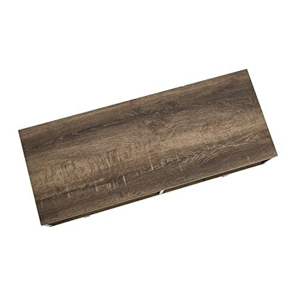 Household Essentials Jamestown TV Stand Coffee Table with Rectangular Storage Compartments Ashwood Rustic Wood Grain and Black Metal - color: Taupe