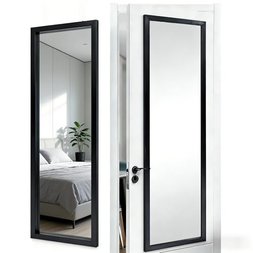 13x49 Over Door Mirrors, Hanging Mirror Over Doors,Back of Door Mirror Full Length,Full Body Mirrors for Wall(Black)