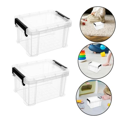 Alasum Mini Transparent Storage Boxes with Lids 4-Pack 3.26X2.55X1.96 Inch Clear Plastic Containers for Toy Storage Small Item Organization and Sundries