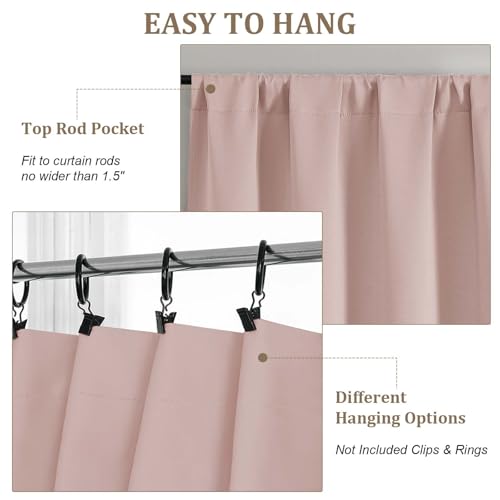 Blush Pink Room Darkening Curtains 84 Inches Long 2 Panels Set, Solid Thermal Insulated Rod Pocket Window Treatments, Soft Curtain Drapes for Bedroom Living Room, 50" W x 84" L - color: Blush Pink, size: 50"W x 84"L (Pack of 2)