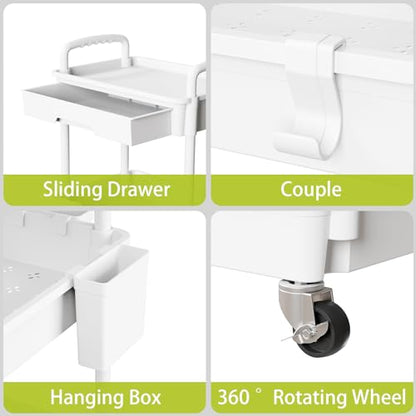 Sorgion 3 Tier Rolling Cart Organizer,Laundry Room Bathroom Organizers and Storage Office Shelves Mobile Shelving Unit Kitchen Trolley Cart with Wheels for Art,Craft,Diaper,Bedside,Snack(White) - size: 3Tier-White