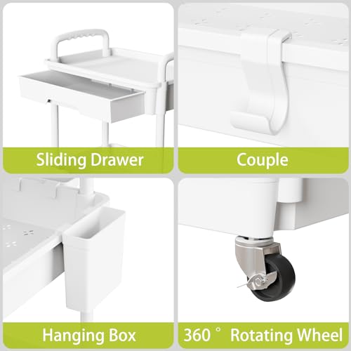 Sorgion 5 Tier Rolling Cart Organizer,Bathroom Cart Organizers with Wheels Laundry Room Organization Mobile Shelving Unit Utility Cart Storage Shelves Multi-Functional for Office, Home(White) - size: 5Tier-White