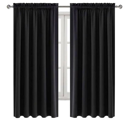 DWCN Wide Blackout Curtains for Bedroom Living Room 60 x 63 Inch Long Black | 2 Panels Set, Room Darkening, Thermal Insulated, Light Blocking, Rod Pocket Drapes, Noise Reducing Window Treatments - color: Black, size: 60"W x 63"L (Pack of 2)