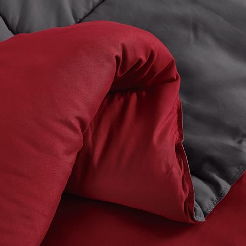 TRULY SOFT Everyday Reversible Red/Dark Grey Full/Queen 3 Piece Comforter Set - color: Red/Dark Grey, size: Queen