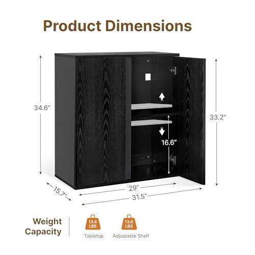 KISLOT 31.5" Sideboard Buffet Cabinet with Storage Modular Accent Display Kitchen Storage Cabinet Wood Coffee Bar Console for Living Room, Hallway, Kitchen, Dining Room,Black - color: Black, size: 1 PC(31.5 IN)