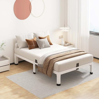 ROIL 10 Inch White Twin Bed Frame Low Profile with Rounded Corner | Easy Assembly, Noise Free, 3500LBS Load Capacity, 4 Mattress Baffles, Heavy Duty Steel, No Box Spring Needed, Rubber Pads - size: Twin, style: 10 Inch White