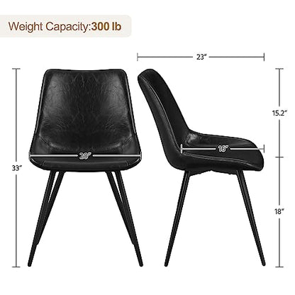 Yaheetech Dining Chairs Set of 2 Mid Century Modern Kitchen Chairs Black | Faux Leather Upholstered Dining Room Chairs with Metal Legs and Curved Backrest, Armless Side Chairs for Kitchen Living Room - color: Black, size: Set of 2