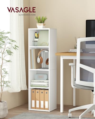 VASAGLE CUSTOS Collection - Bookshelf, 4-Tier Bookcase, Book Shelf, Open Storage Shelf, 9.4 x 11.8 x 41.7 Inches, for Living Room, Home Office, Dining Room, Cloud White ULBC434W01 - color: Cloud White, size: 4 Tiers (11.8"W)