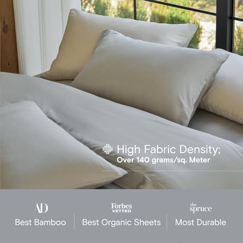 DOZ Duvet Cover Set, 100% Viscose derived from Bamboo, Organically Grown, Buttery Soft, Cooling Duvet Covers, High GSM, 1 Duvet Cover and 2 Pillowcases, 106"x90" (Dove, King/Cal King) - color: Dove, size: King/Cal King