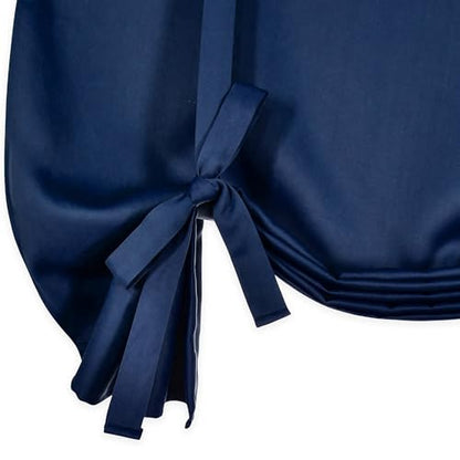 Kitchen Window Curtains - Farmhouse Rod Pocket Adjustable Tie Up Shade Window Treatment Roman Curtain for Cafe -34" Width x 54" Length,Navy,1 Panel - color: Navy Blue, size: 34"W x 54"H