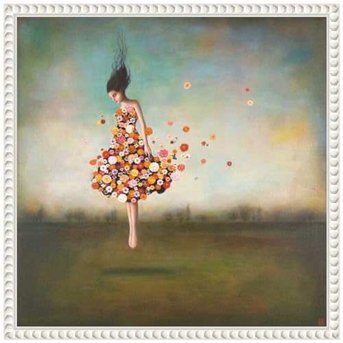Amanti Art Framed Canvas Wall Art 16x16 Boundlessness in Bloom by Duy Huynh, Framed Wall Art Canvas, Abstract Artwork, Traditional Decor, Small Poster Painting for Living Room, Bedroom, Bathroom, - color: Sylvie Beaded White, size: 16"L x 16"W