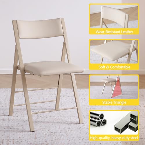 Folding Chairs 2 Pack, 450Lbs Steel Frame Foldable Dining Chairs, Wood | 1.37" Folded, Waterproof Rustproof Indoor Outdoor Padded Folding Chairs for Dining Room, Conference Rooms, Weddings, Events - color: Wood